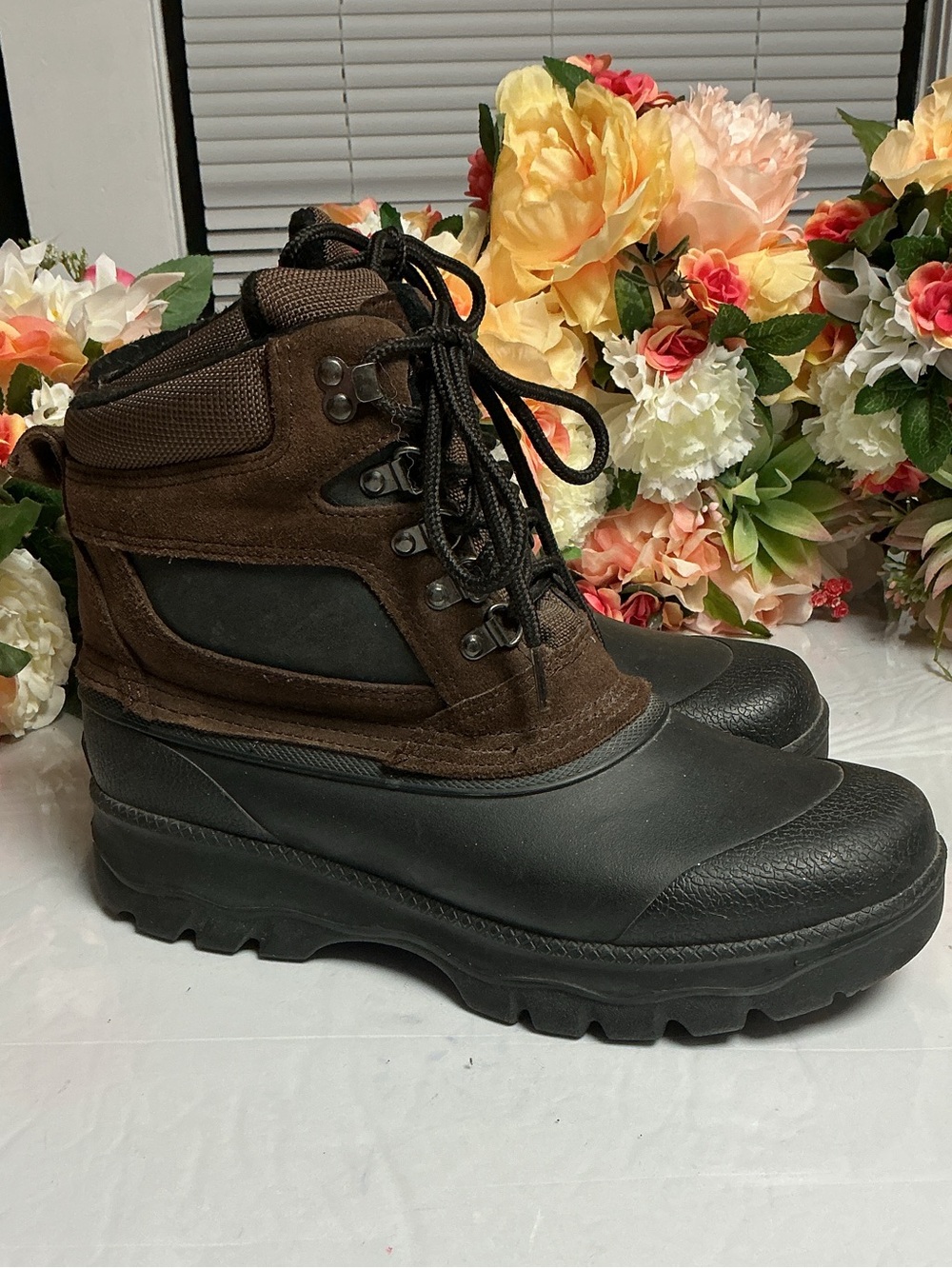 Towne by London Fog Drift II Men’s Duck Boots Brown Black Size 9M Waterproof